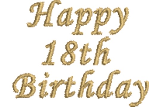 Happy 18th Birthday Machine Embroidery Design