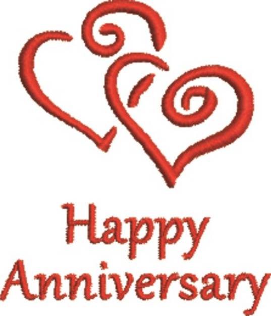 Picture of Twin Hearts Happy Anniversary Machine Embroidery Design