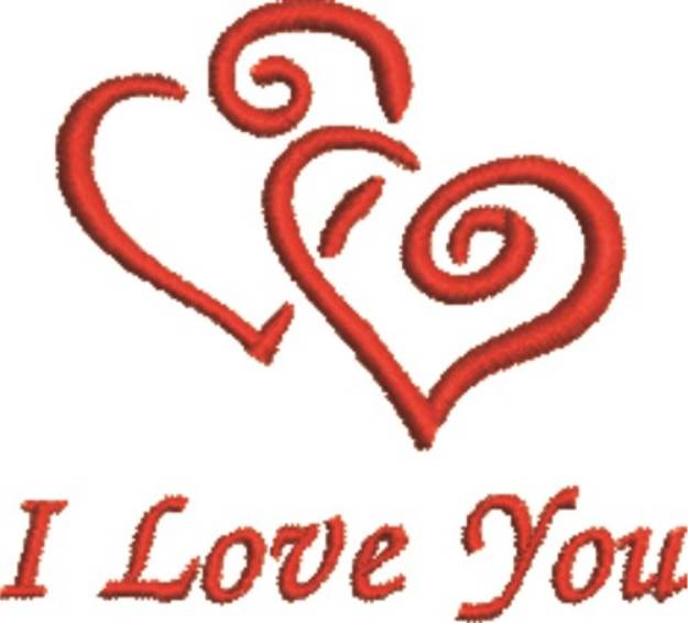 Picture of Twin Hearts Love You Machine Embroidery Design