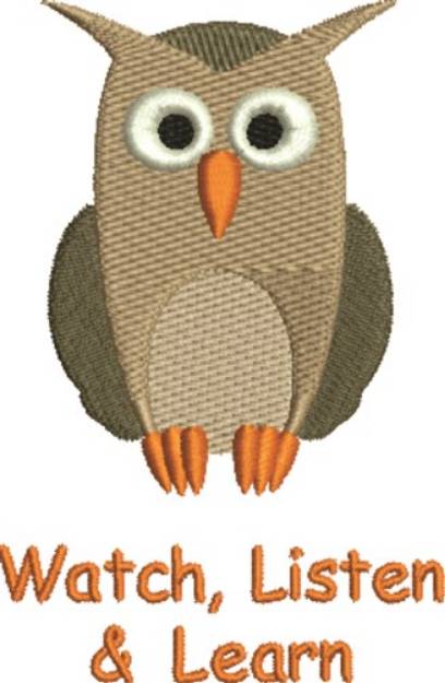 Picture of Owl Watch, Listen & Learn Machine Embroidery Design