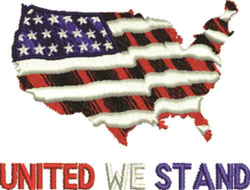 United We Stand Map Machine Embroidery Design