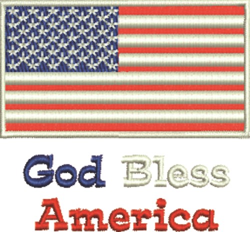 God Bless America Flag Machine Embroidery Design