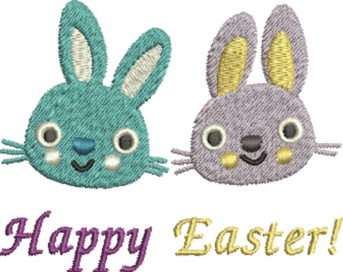 Happy Easter Bunnies Machine Embroidery Design