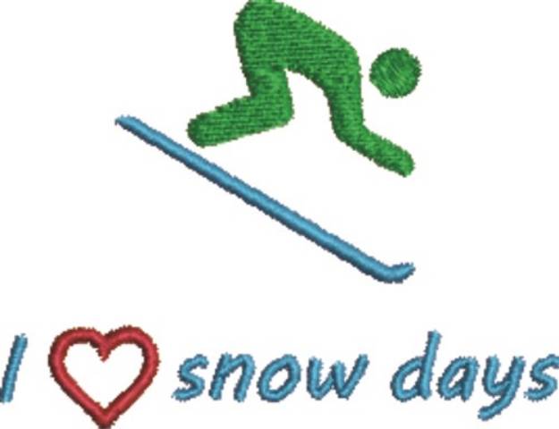 Picture of Skiing Love Snow Days Machine Embroidery Design