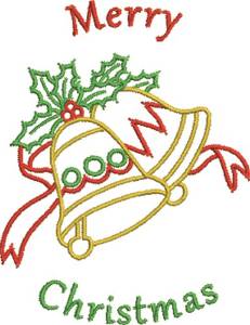 Picture of Merry Christmas Bells Machine Embroidery Design