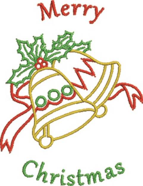 Picture of Merry Christmas Bells Machine Embroidery Design