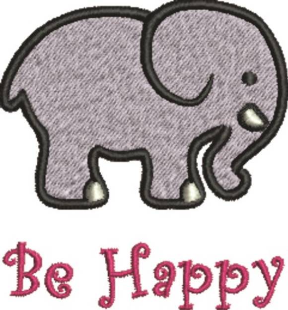 Picture of Elephant  Be Happy Machine Embroidery Design