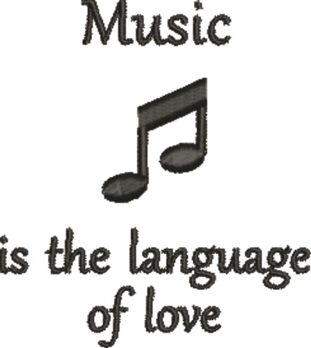 Music Is Love Machine Embroidery Design