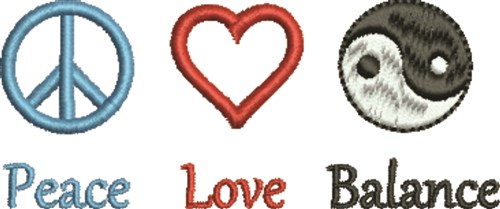 Peace Love Balance Machine Embroidery Design