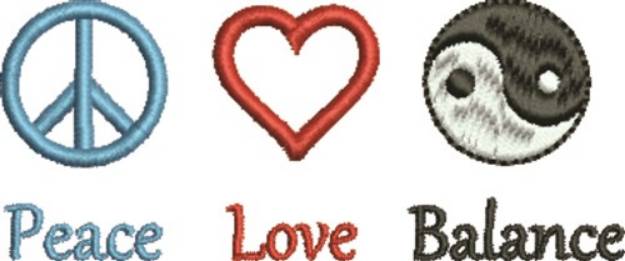 Picture of Peace Love Balance Machine Embroidery Design