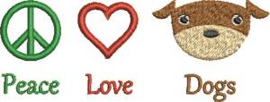 Picture of Peace Love Dogs A Machine Embroidery Design