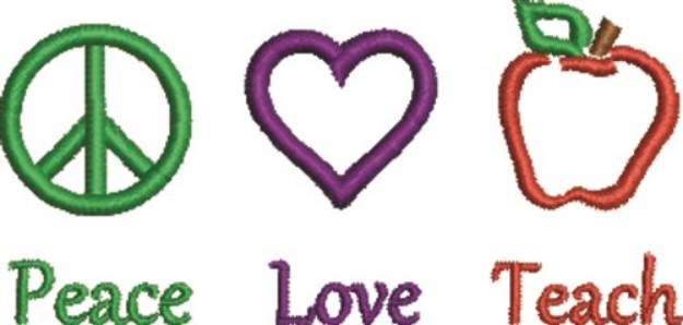 Picture of Peace Love Teach Machine Embroidery Design
