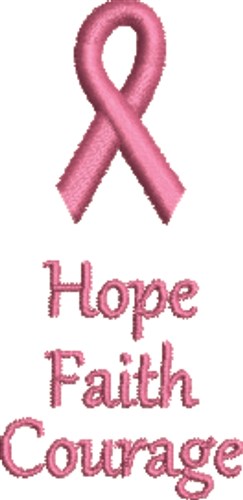 Pink Ribbon Hope Faith Machine Embroidery Design