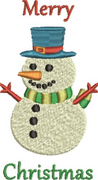 Picture of Merry Christmas Snowman Machine Embroidery Design