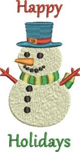 Picture of Happy Holidays Snowman Machine Embroidery Design