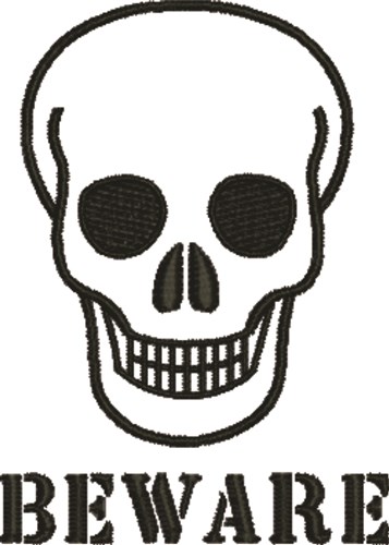 Halloween Skull Beware Machine Embroidery Design