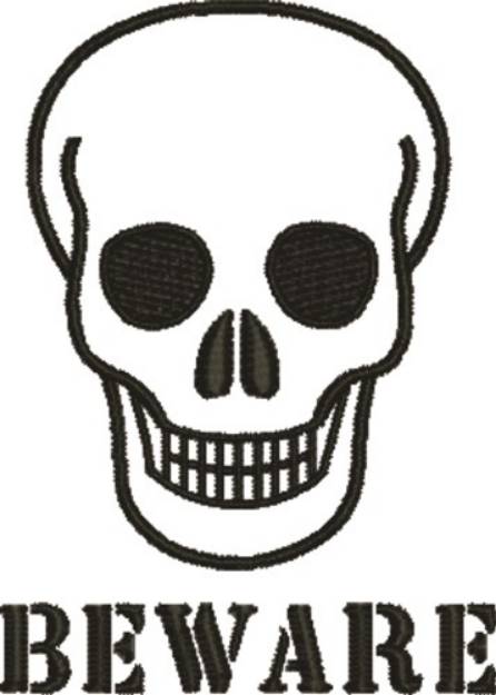 Picture of Halloween Skull Beware Machine Embroidery Design