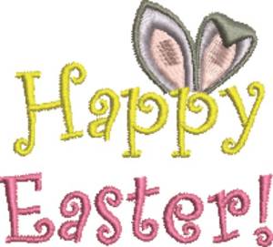Picture of Happy Easter Ears Machine Embroidery Design