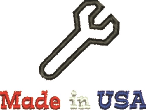 Made In USA Wrench Machine Embroidery Design
