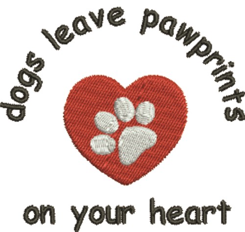 Pawprints On Heart Machine Embroidery Design