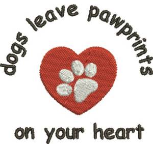Picture of Pawprints On Heart Machine Embroidery Design