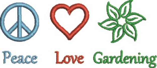 Picture of Peace Love Gardening Machine Embroidery Design