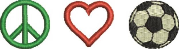 Picture of Peace Love Soccer Machine Embroidery Design