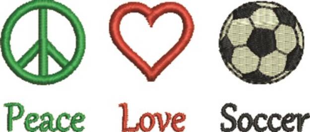 Picture of Peace Love Soccer Machine Embroidery Design