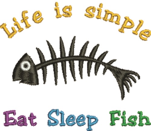 Eat Sleep Fish Machine Embroidery Design