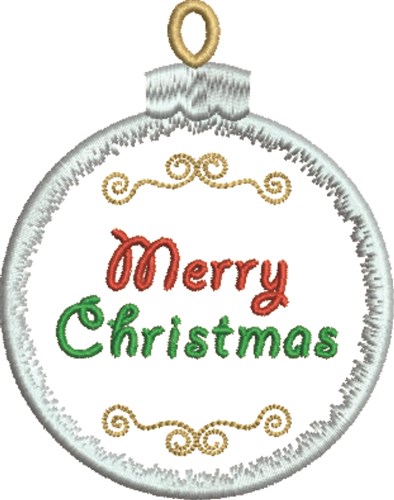 Merry Christmas Ornament Machine Embroidery Design