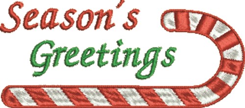 Seasons Greetings Candy Cane Machine Embroidery Design