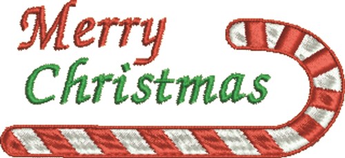 Merry Christmas Candy Cane Machine Embroidery Design