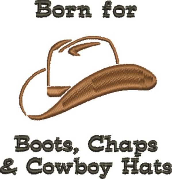 Picture of Born For Cowboy Hat Machine Embroidery Design
