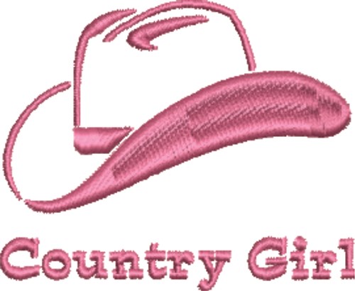 Country Girl Cowboy Hat Machine Embroidery Design