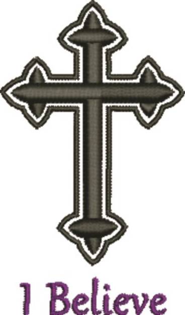 Picture of Black Bold Crucifix Believe Machine Embroidery Design