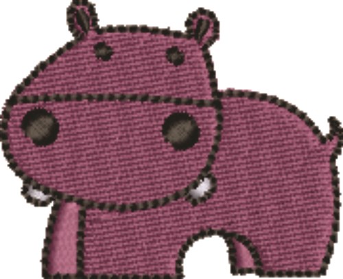 Purple Baby Hippo Machine Embroidery Design