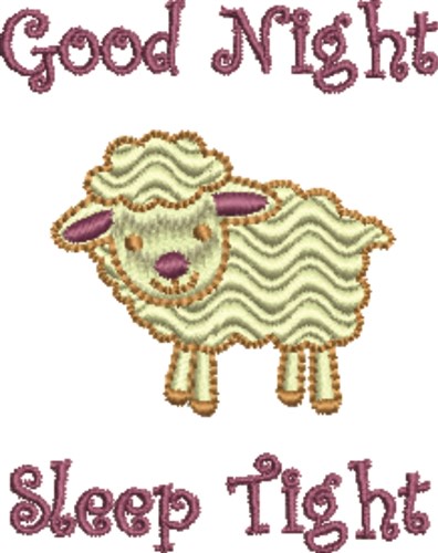 Good Night Rippled Lamb Machine Embroidery Design
