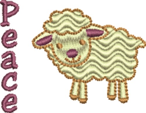 Peace Rippled Lamb Machine Embroidery Design