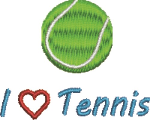 I Love Tennis Machine Embroidery Design