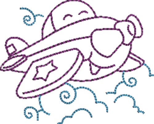 Cartoon Airplane Machine Embroidery Design