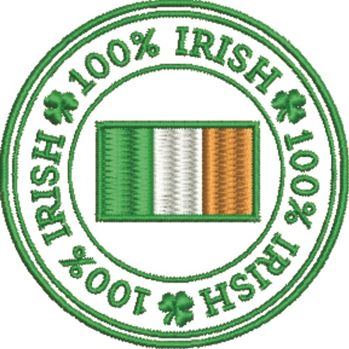 100% Irish Flag Machine Embroidery Design