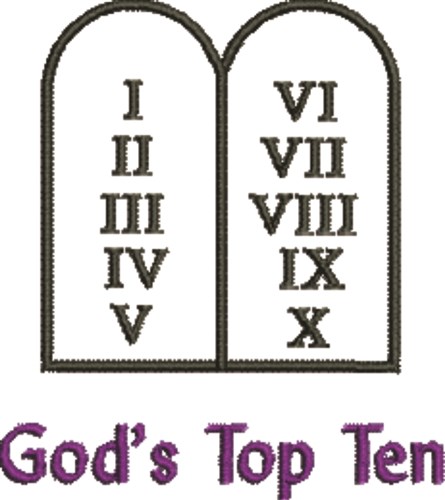 Gods Top Ten Machine Embroidery Design