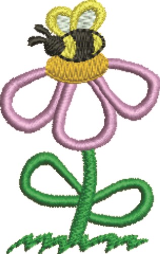 Flower & Bee Machine Embroidery Design
