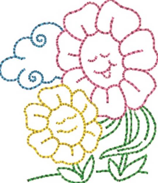 Picture of Happy Flowers Machine Embroidery Design