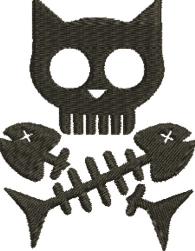 Hungry Kitty Skull Machine Embroidery Design