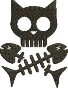 Picture of Hungry Kitty Skull Machine Embroidery Design