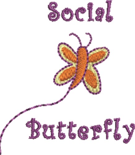Social Butterfly Machine Embroidery Design