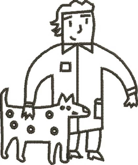 Picture of Man & Dog Machine Embroidery Design