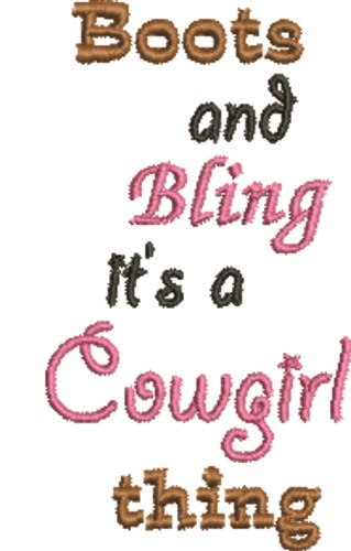 Its A Cowgirl Thing Machine Embroidery Design