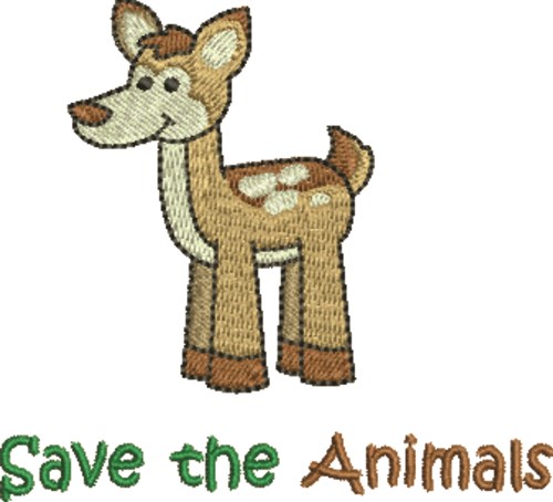Save The Animals Deer Machine Embroidery Design
